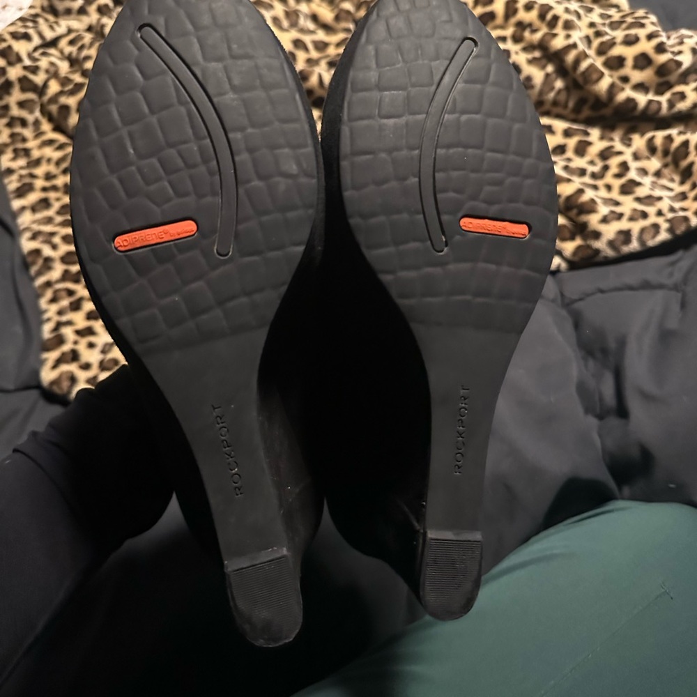 Rockport Black Heeled Boots with Textured Soles